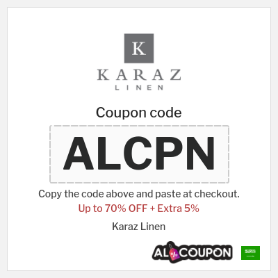 Coupon for Karaz Linen (ALCPN) Up to 70% OFF + Extra 5%