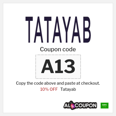 Coupon for Tatayab (A13) 10% OFF