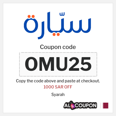 Coupon discount code for Syarah Upto 1000 SAR OFF