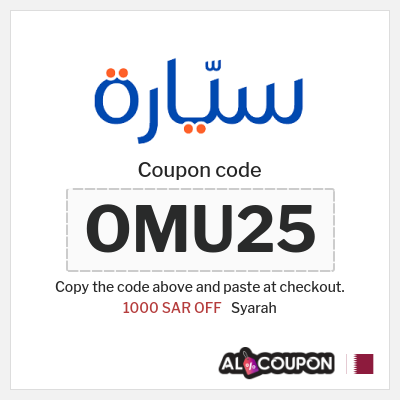 Coupon discount code for Syarah Upto 1000 SAR OFF