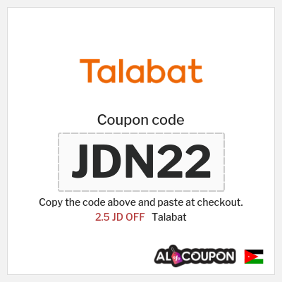 Coupon for Talabat (JDN22) 2.5 JD OFF