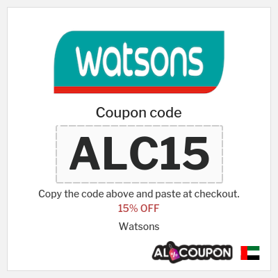 Coupon for Watsons (ALC15) 15% OFF