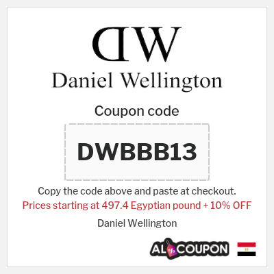 Coupon for Daniel Wellington (DWBBB13) Prices starting at 497.4 Egyptian pound + 10% OFF