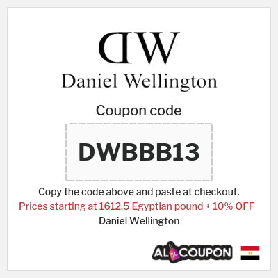 Coupon for Daniel Wellington (DWBBB13) Prices starting at 1612.5 Egyptian pound + 10% OFF