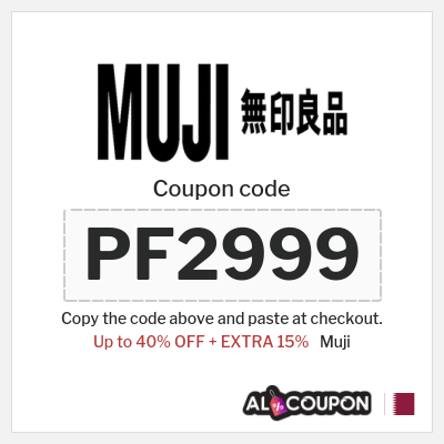 Coupon for Muji (PF2999) Up to 40% OFF + EXTRA 15% 