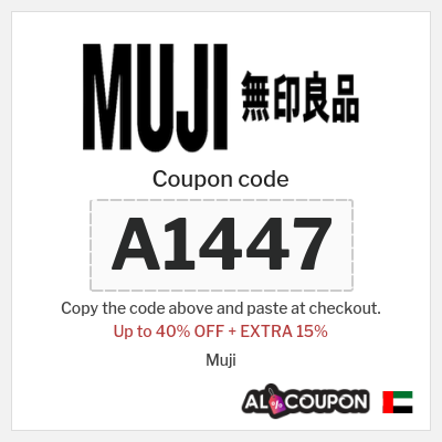 Coupon for Muji (A1447) Up to 40% OFF + EXTRA 15% 