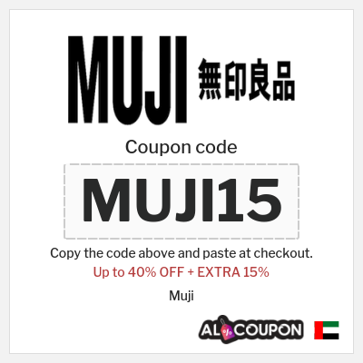 Coupon for Muji (MUJI15) Up to 40% OFF + EXTRA 15% 