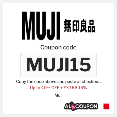 Coupon for Muji (MUJI15) Up to 40% OFF + EXTRA 15% 