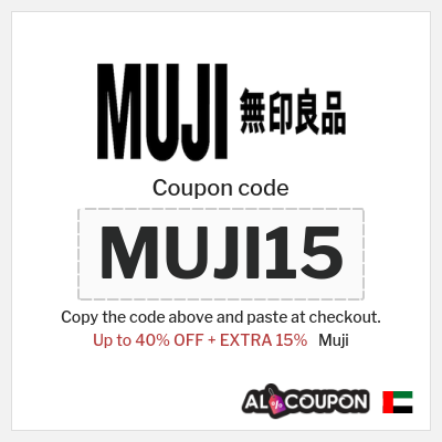 Coupon for Muji (MUJI15) Up to 40% OFF + EXTRA 15% 