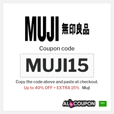 Coupon for Muji (MUJI15) Up to 40% OFF + EXTRA 15% 