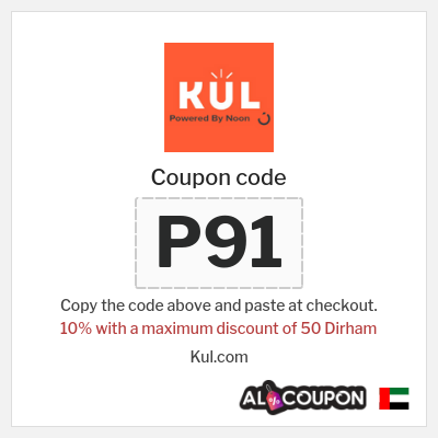 Coupon for Kul.com (P91) 10% with a maximum discount of 50 Dirham