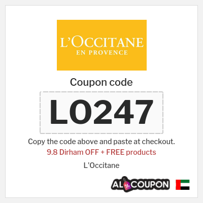 Coupon for L'Occitane (LO247) 9.8 Dirham OFF + FREE products