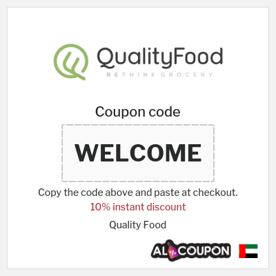 Coupon for Quality Food (WELCOME) 10% instant discount