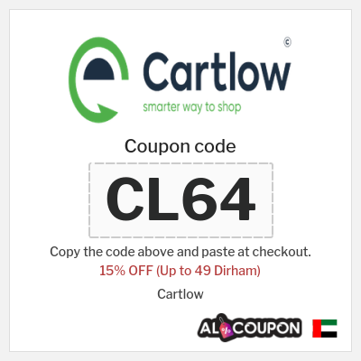 Coupon for Cartlow (CL64) 15% OFF (Up to 49 Dirham)
