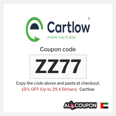 Coupon for Cartlow (ZZ77) 15% OFF (Up to 29.4 Dirham)
