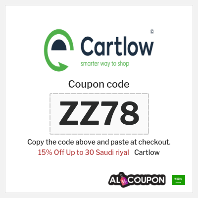 Coupon for Cartlow (ZZ78) 15% Off Up to 30 Saudi riyal