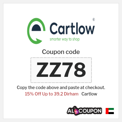 Coupon for Cartlow (ZZ78) 15% Off Up to 39.2 Dirham