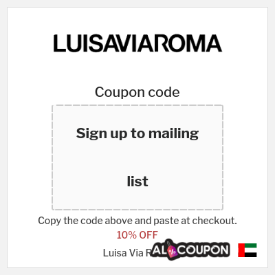 Coupon for Luisa Via Roma (Sign up to mailing list) 10% OFF