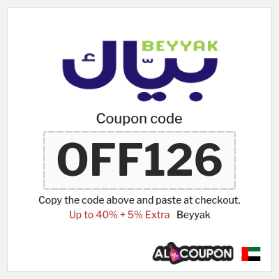 Coupon for Beyyak (OFF126) Up to 40% + 5% Extra