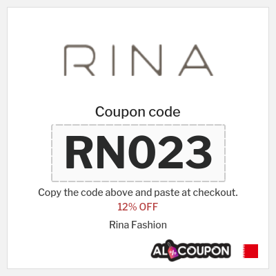 Coupon discount code for Rina Fashion 12% OFF