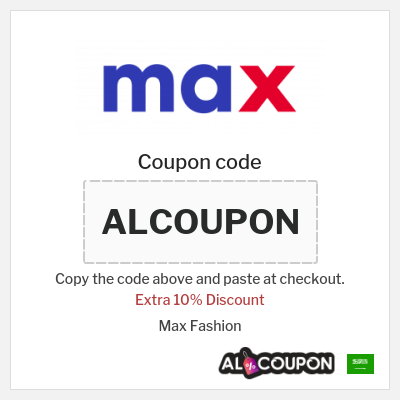 Coupon for Max Fashion (ALCOUPON) Extra 10% Discount 