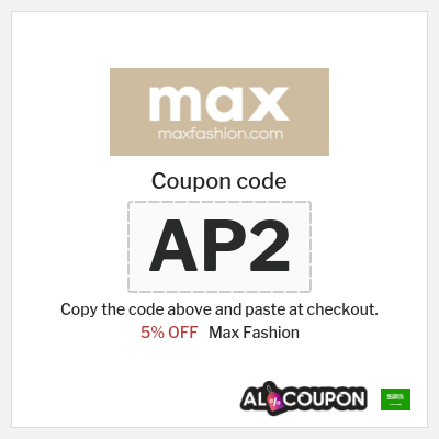 Coupon for Max Fashion (AP2) 5% OFF 