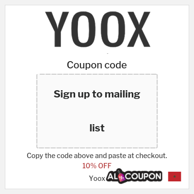 Coupon discount code for Yoox 10% OFF