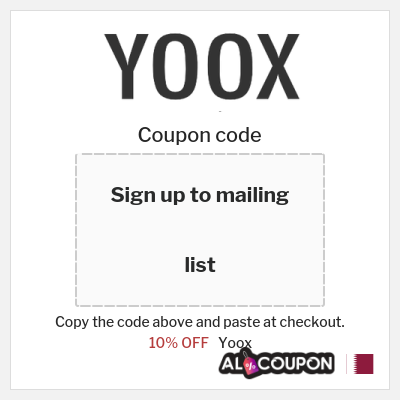 Coupon discount code for Yoox 10% OFF