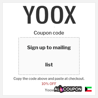 Coupon for Yoox (Sign up to mailing list) 10% OFF