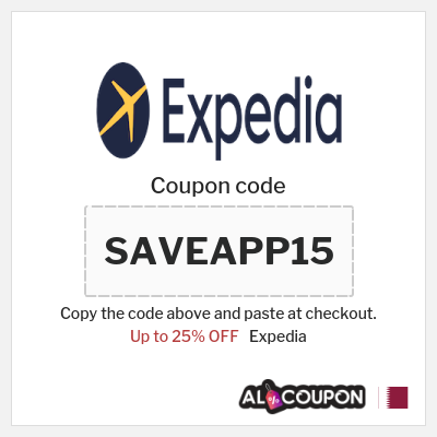 Coupon for Expedia (SAVEAPP15) Up to 25% OFF