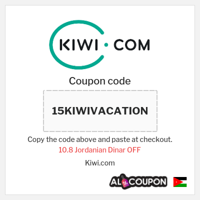 Coupon for Kiwi.com (15KIWIVACATION) 10.8 Jordanian Dinar OFF