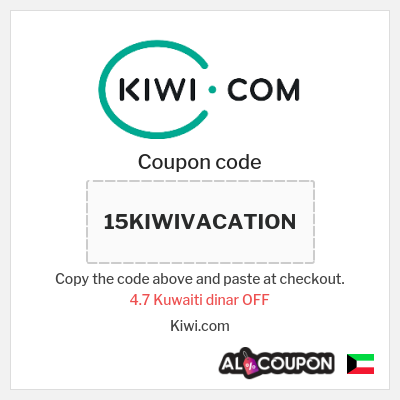 Coupon for Kiwi.com (15KIWIVACATION) 4.7 Kuwaiti dinar OFF