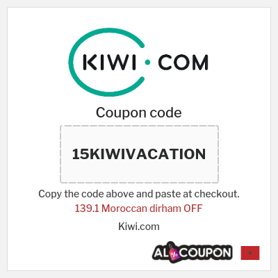 Coupon for Kiwi.com (15KIWIVACATION) 139.1 Moroccan dirham OFF