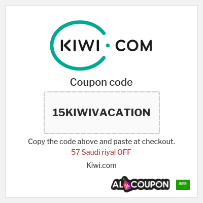 Coupon for Kiwi.com (15KIWIVACATION) 57 Saudi riyal OFF