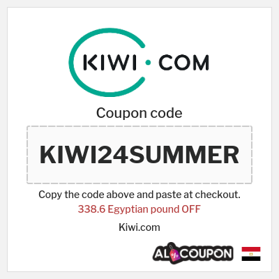 Coupon for Kiwi.com (KIWI24SUMMER) 338.6 Egyptian pound OFF