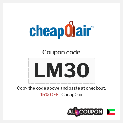 Coupon for CheapOair (LM30) 15% OFF