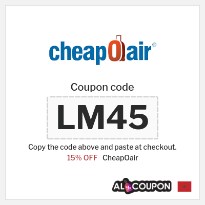 Coupon for CheapOair (LM45) 15% OFF