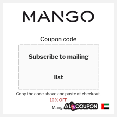 Coupon for Mango (Subscribe to mailing list) 10% OFF