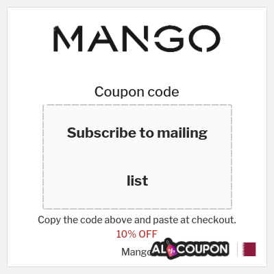Coupon for Mango (Subscribe to mailing list) 10% OFF