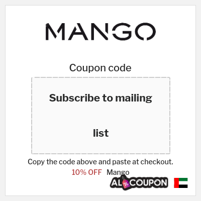 Coupon for Mango (Subscribe to mailing list) 10% OFF