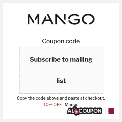 Coupon for Mango (Subscribe to mailing list) 10% OFF