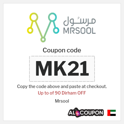 Coupon discount code for Mrsool Up to 90 Dirham OFF