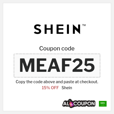 Coupon for Shein (MEAF25) 15% OFF