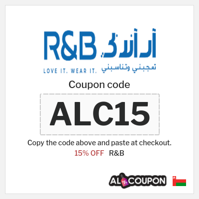 Coupon discount code for R&B 15% OFF