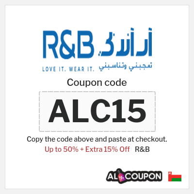 Coupon discount code for R&B 15% OFF