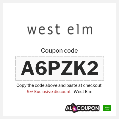 Coupon for West Elm (A6PZK2) 5% Exclusive discount