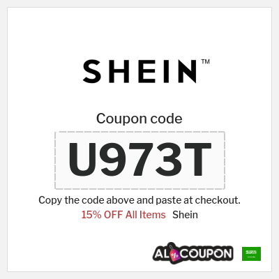 Coupon for Shein (U973T) 15% OFF All Items