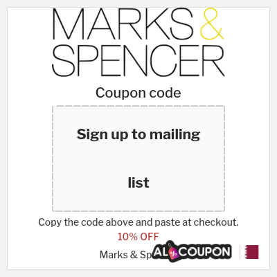 Coupon discount code for Marks & Spencer 10% OFF