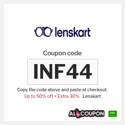 Coupon for Lenskart (INF44) Up to 50% off + Extra 30%