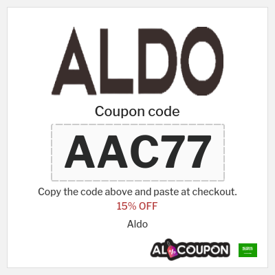 Coupon discount code for Aldo 15% OFF